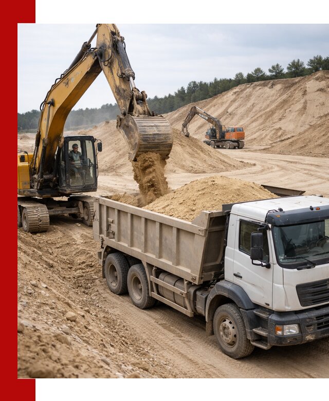 Доставка карьерного песка с самосвалами и разгрузкой в Канске