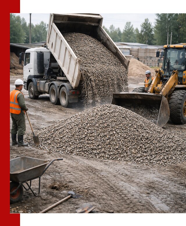 Мытый гравий с доставкой в Канске от карьера до участка