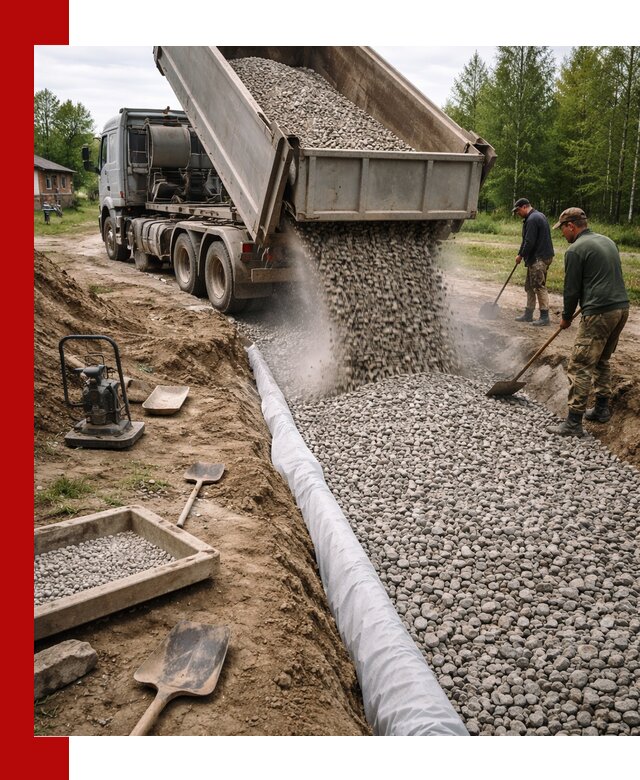 Гравий для дренажа с доставкой в Канске качественный и недорогой