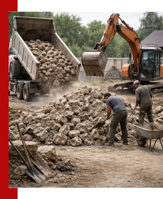 Доставка и разгрузка бутового камня в Канске