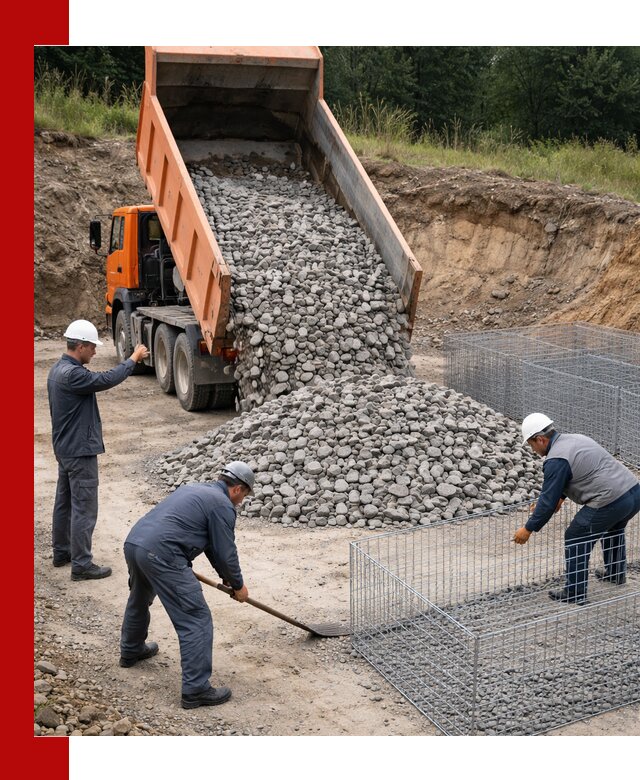 Камень для габионов с доставкой в Канске быстро и надёжно
