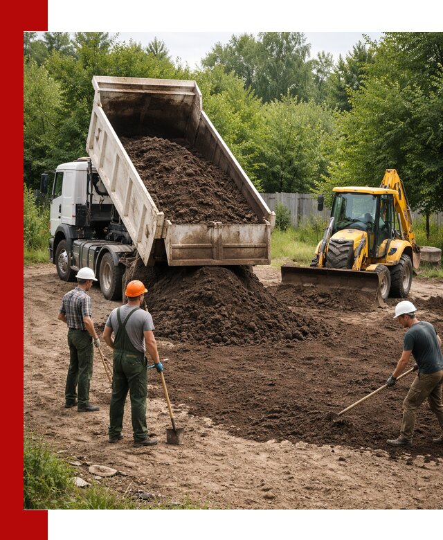 Доставка и укладка грунта для выравнивания участка в Канске