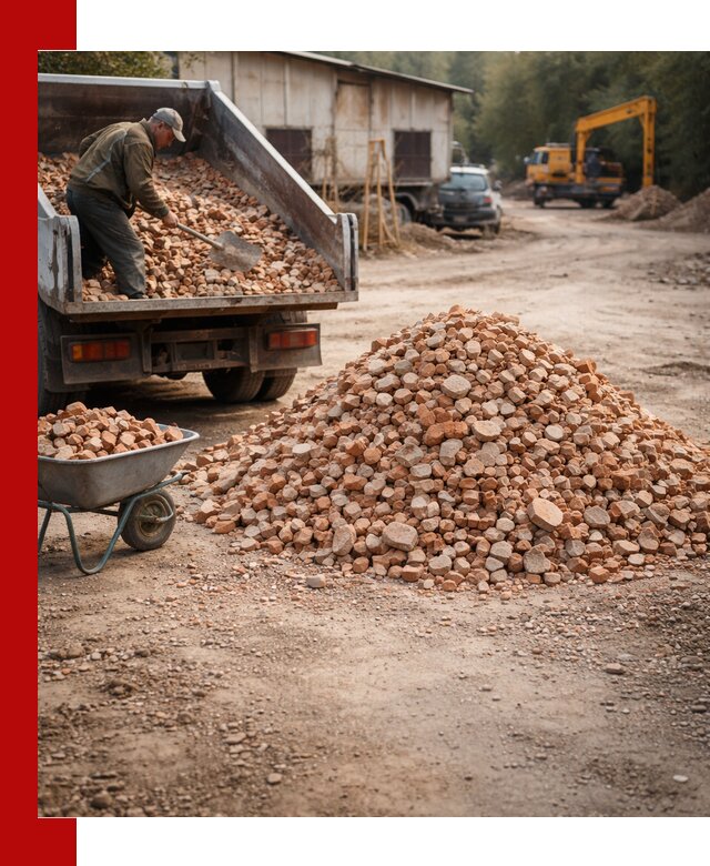 Доставка и подушка из боя кирпича с разгрузкой в Канске