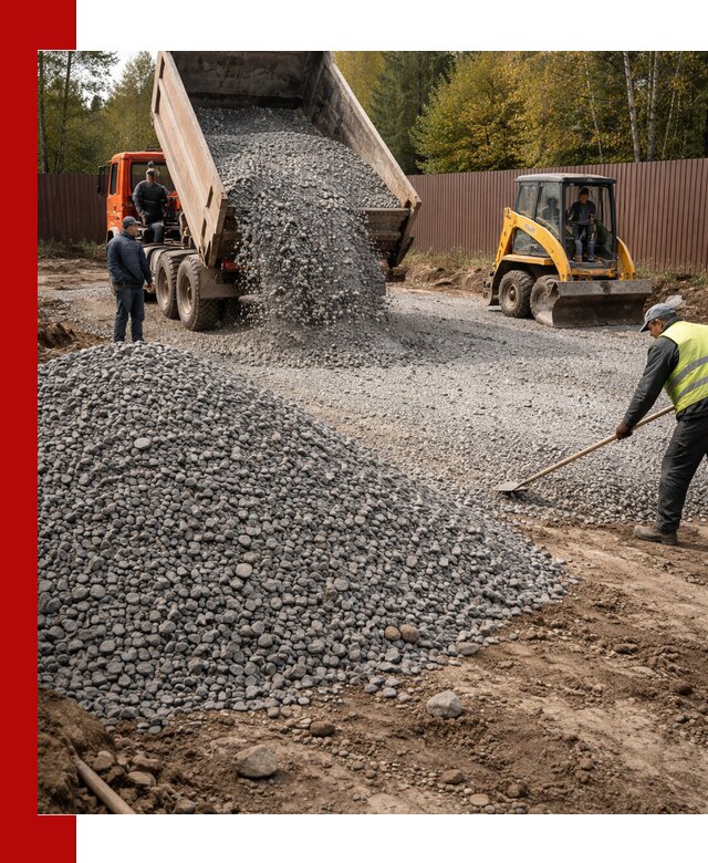 Отсыпка участка щебнем с доставкой и уплотнением в Канске